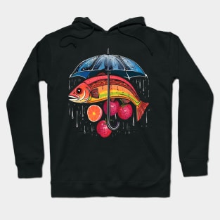 Salmon Rainy Day With Umbrella Hoodie